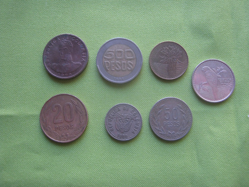 Colombia Lote De 7 Monedas Diferentes