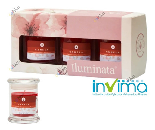 Velas Aroma Canela Kit X3 Envase De Vidrio 3 Esencias En 1 