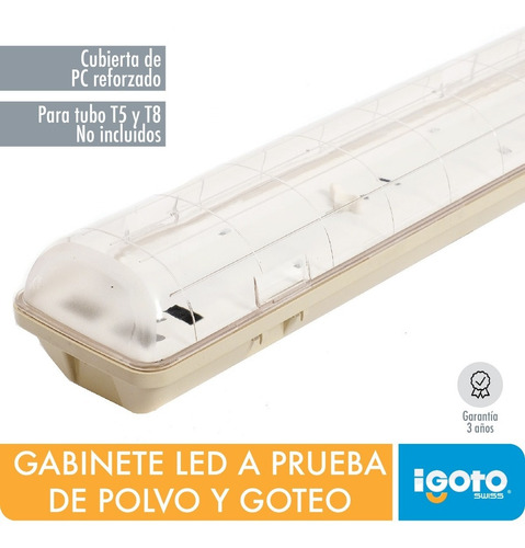 Imagen 2 de 4 de Igoto Gv04 Gabinete A Prueba De Vapor Para Led T5 Y T8, 18w