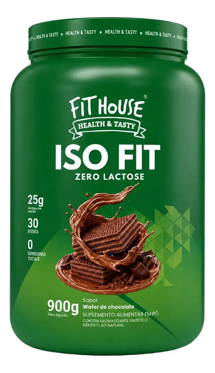 Iso Fit Proteína Isolada Zero Lactose Fit House 900g Wafer de Chocolate