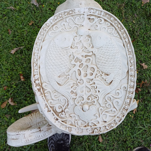 Mesa Grande Elefante De 52 Cm De Alto En Resina Crema