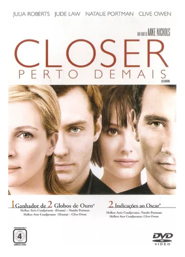 Dvd Closer Perto Demais - Julia Roberts/ Jude Law