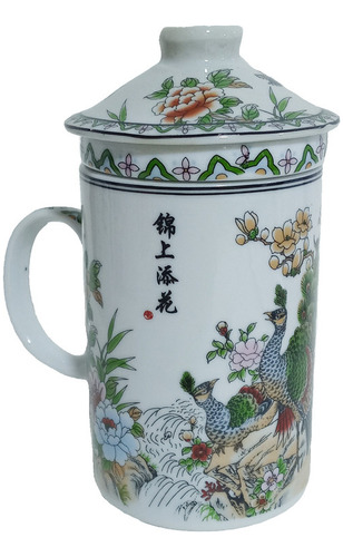 Taza Ceramica Oriental Pagopan Flores Cascada 3pza