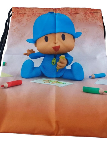 Bolsa Tipo Mochila Infantil Preescolar Pocoyo Con Cordón 