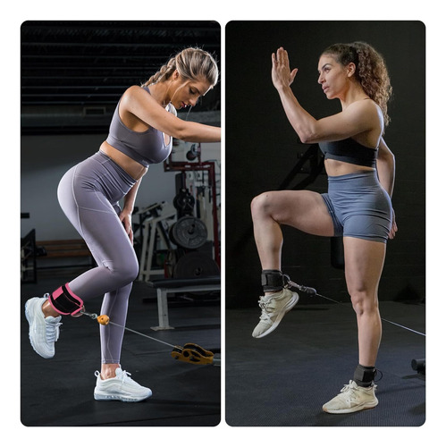 Tobillera Fitness Gym, Reforzada Doble Anilla En D, Correas
