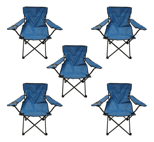 5 Sillas Plegables De Campismo Playa Outdoors Color Azul