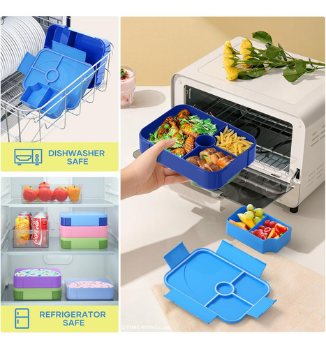 Caja Bento Para Niños - Fugas A Prueba, 6 Compartimentos, Bp