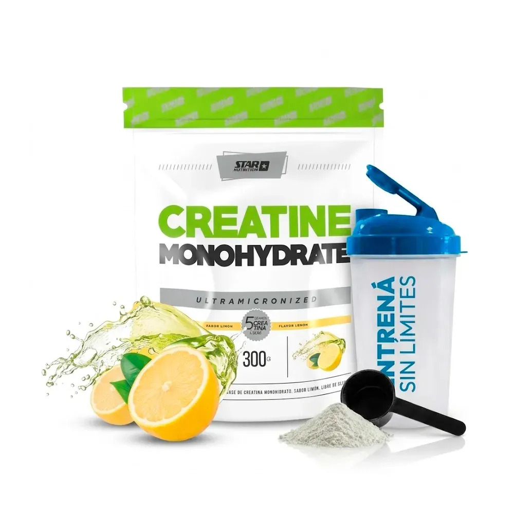 Creatina Monohidrato Star Nutrition 300g Doypack Limón + Shaker