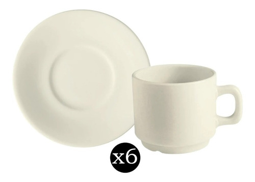 Taza De Cafe Con Plato Porcelana Corona Americano X6 D+m