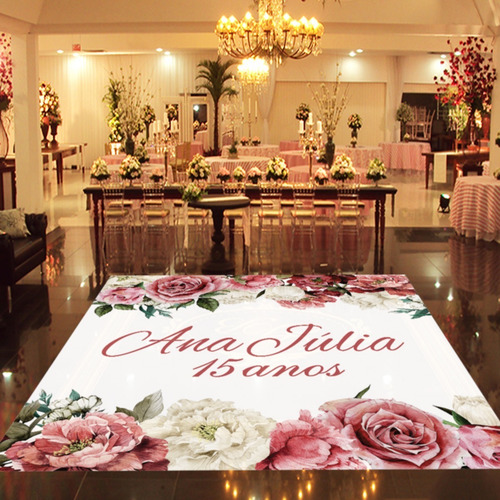 Imagem 3 de 10 de Pista De Dança Aniversário 15 Anos Floral Db26 - 2x2m