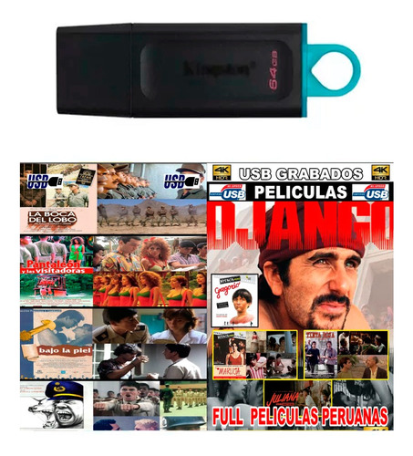 Memoria Usb 64 Gb Con Peliculas Peruanas Coleccion