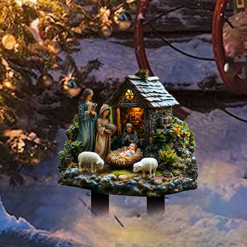Presépio Decoração De Natal Ornamento Estacas Quintal