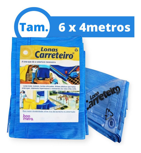 Lona Carreteiro 6 X 4 Azul Impermeável Multiuso C/ Ilhós