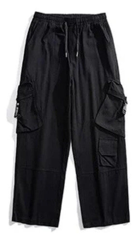 Pantalon Cargo Streetwear Con Broche G971 Negro
