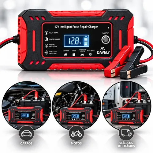 Carregador de Bateria Automotiva Portátil 12V 6A