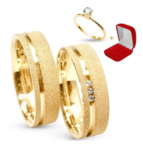 Lindo Par Alianças Banhada Ouro 24k Com Zirconia