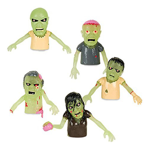 Conjunto De 5 Glow In The Dark Finger Puppet Zombies