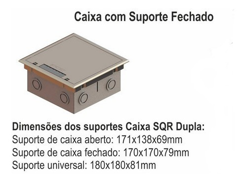 Caixa Piso Elevado Dupla 2x2 Sqr Aluminio 12 Tomadas Dutotec