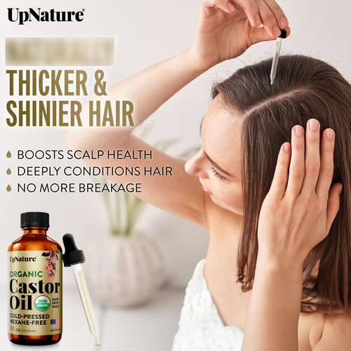 Aceite De Ricino Orgánico 60 Ml 100% Puro Para Cabello Y Pes