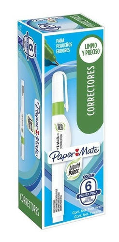 Caja Corrector De Pluma Paper Mate C/6 Piezas