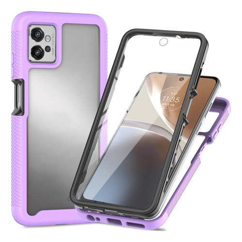 Funda De Pc+tpu Violeta Claro Para Motorola Moto G32