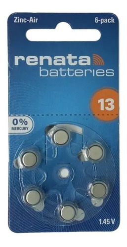Pilas Audifono Zinc Air Renata 13 (pr48) 6 Unidades Alemanas