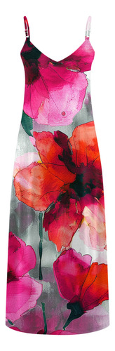 Vestido De Verano Para Mujer Con Cuello Redondo Sin Mangas E