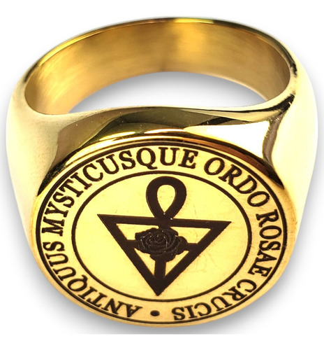 Anillo Orden De La Rosa-cruz Amorc Acero Inoxidable A917 Dorado 11