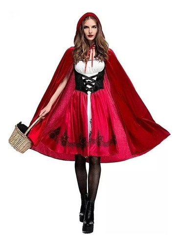 Halloween Mujer Disfraz Caperucita Roja Fiesta De Adultos