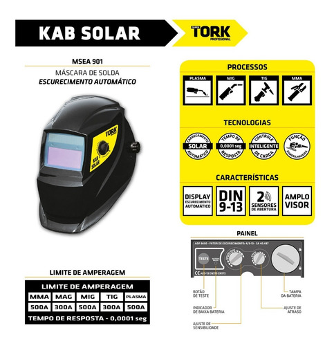 Imagem 6 de 6 de Kit Inversora Solda Kab 150 Micro + Máscara Automática Tork