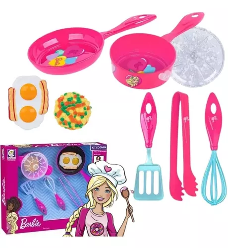 Cozinha Infantil Barbie C/ Panelinhas + Roupa Completa Jogo