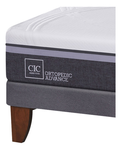 Cama Europea King Cic Ortopedic Advance + Almohadas Gris