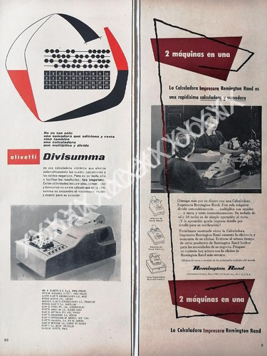 Cartel De Set De 2 S, Sumadoras Olivetti & Remington 1950s 2