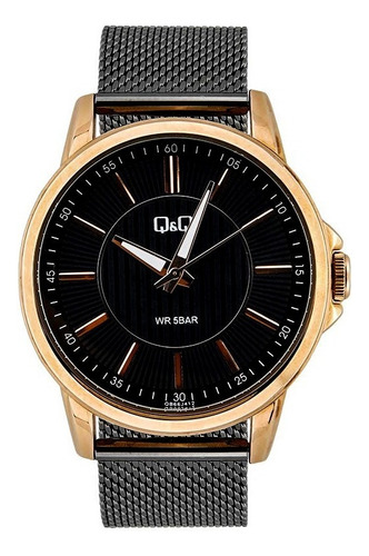 Reloj Q&q Modelo Qb66j412 Negro Caja Color Cobre Color del bisel Rosé