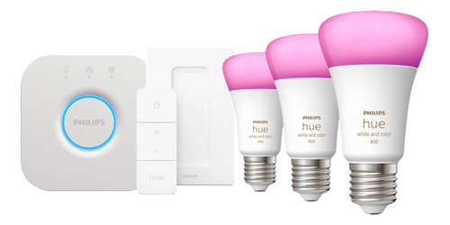 Philips Hue 3 Ampolletas Led  + Bridge + Dimmer Switch