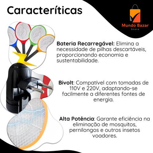 Raquetes Elétricas Mata Insetos Mosca Mosquitos Dengue