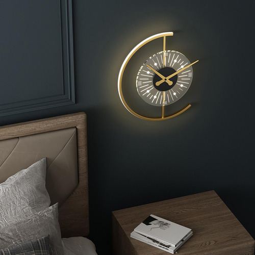 Lámpara De Pared Con Reloj Nórdico, Luz Cálida, Luz De