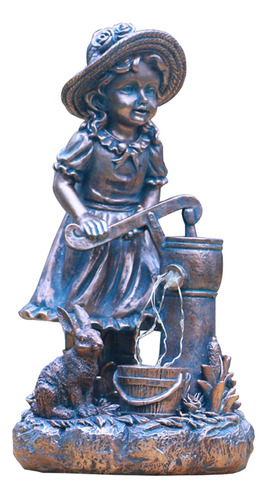 Estatuilla De Niña Pequeña Para Jardín De Patio Con