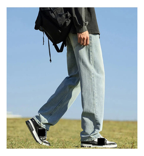 Bolso Jeans Pantalón Ancho Corte Recto Carpintero Unisex
