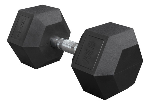 Mancuerna Hexagonal Caucho 70 Lb ( 31.5 Kg) Cross Gym 1 Pza Color Negro