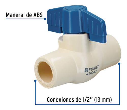 Valvula Esfera Cpvc Cementar 1/2'' Foset 45047