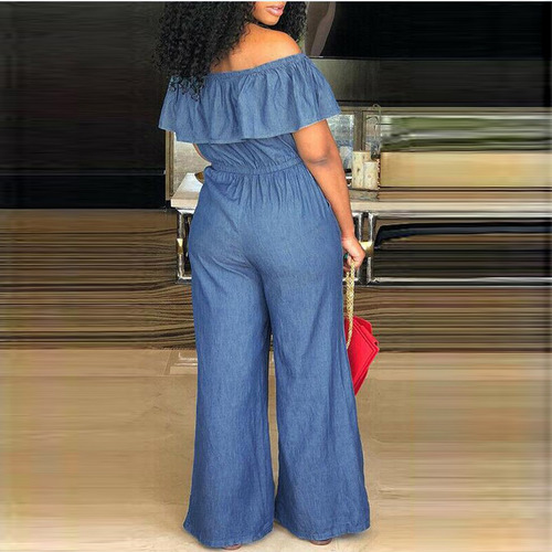 H Mono De Mujer Con Hombros Descubiertos Jeans De Mezclilla