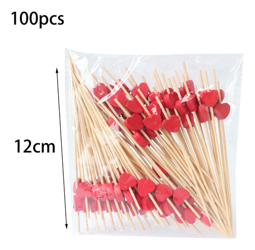 Palillos De Cóctel, Palillos De Aperitivo, Corazón Rojo