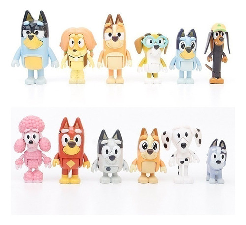 12pcs Bluey Familia Y Amigos Figura Modelo Juguete