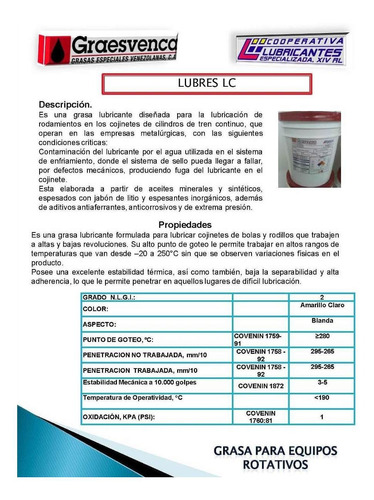 Grasa Alta Temperatura Lubres Lc Hidrofuga-paila 17 Kg.