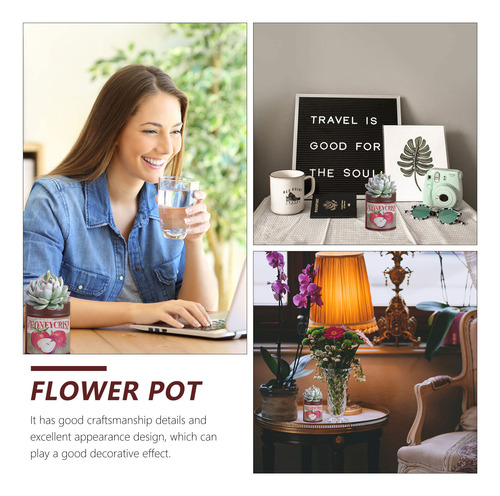 Lata De Café Con Forma De Cubo De Flores De Hierro Suculento