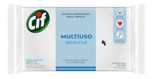 Lenços Umedecidos Multiuso Sensitive 20 Unidades Cif