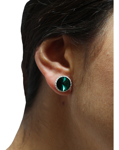 Imagen 5 de 8 de Arete Broquel Rivoli Bluecirco De Plata .925 Agálea Joyería