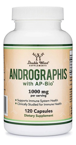 Double Wood Extracto De Andrographis 500 Mg, 120 Caps Sabor Sin Sabor