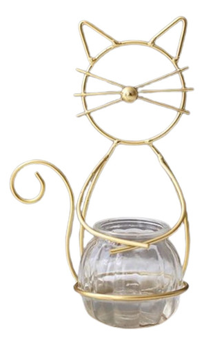 Florero Hidropónico Para , Macetero De Cristal De Oro